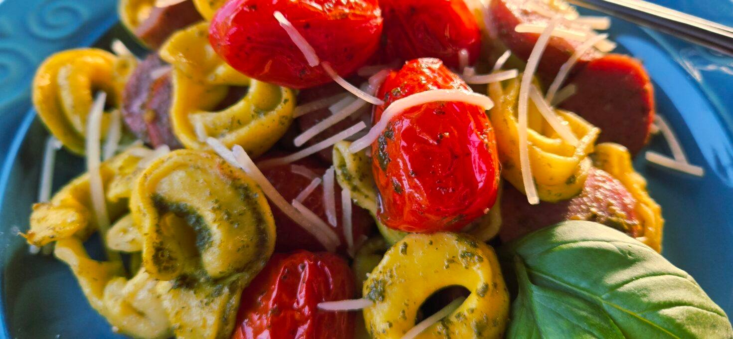 Easy Tortellini Pesto Bake