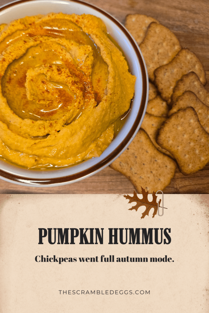 Pumpkin Hummus Pin - Chickpeas went full autumn mode!