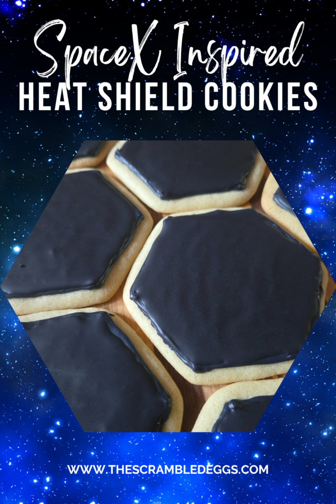 Pinterest Pin of SpaceX Inspired Heat Shield Cookies